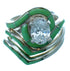 Turquoise Inlay Sterling Silver Cubic Zirconia Wedding Ring Set Size 6-1/2 LX113087